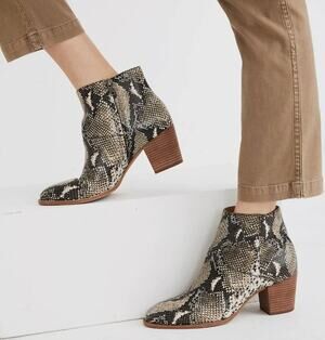 Madewell Ankle Boots Snake Embossed Leather Moonstone Multi Size 7 NIB Cloudlift